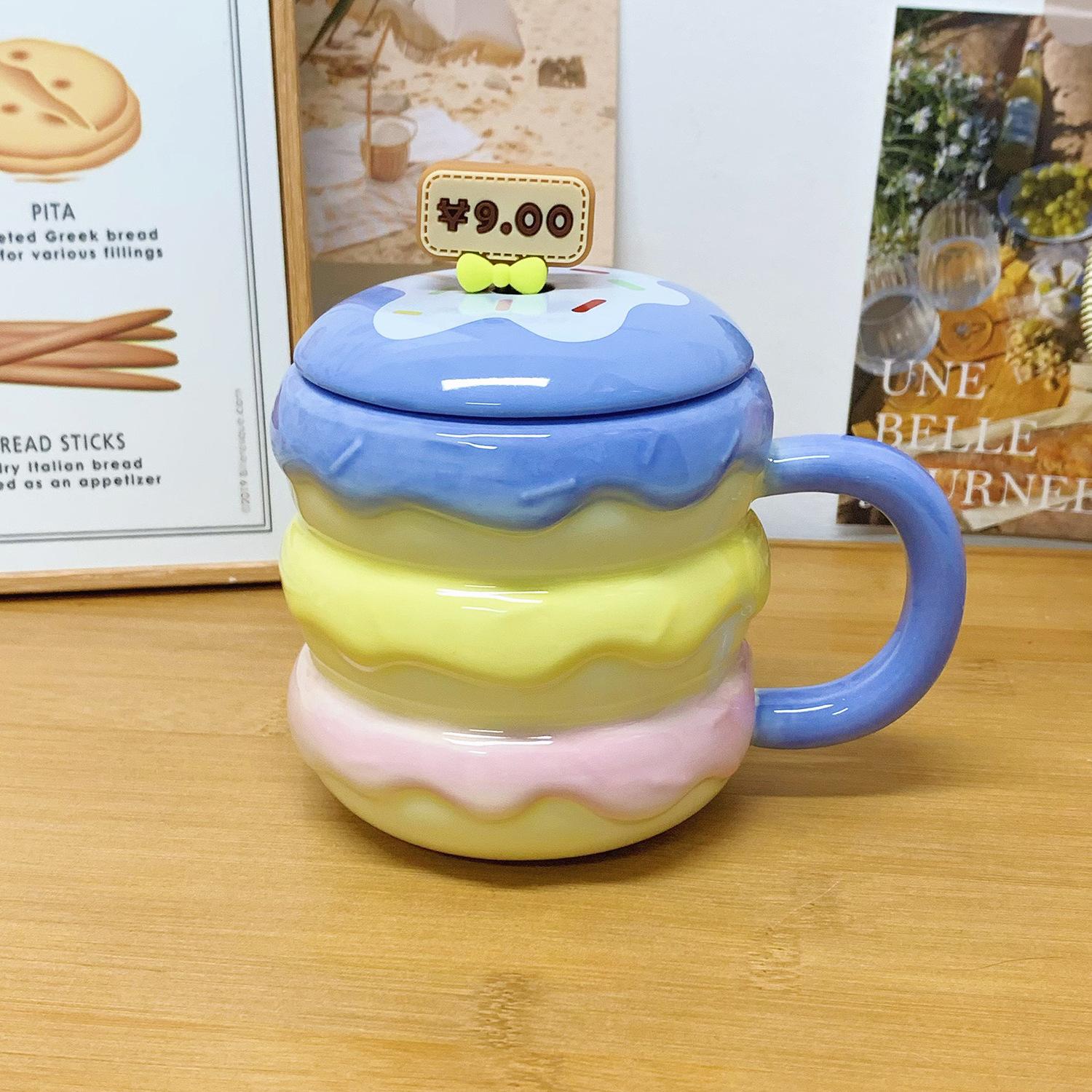 

Чашка для гамбургера с крышкой и ложкой, чашка для воды для девушек, кружка, большая емкость, чашка для кофе и завтрака для мужчин 401-500ml