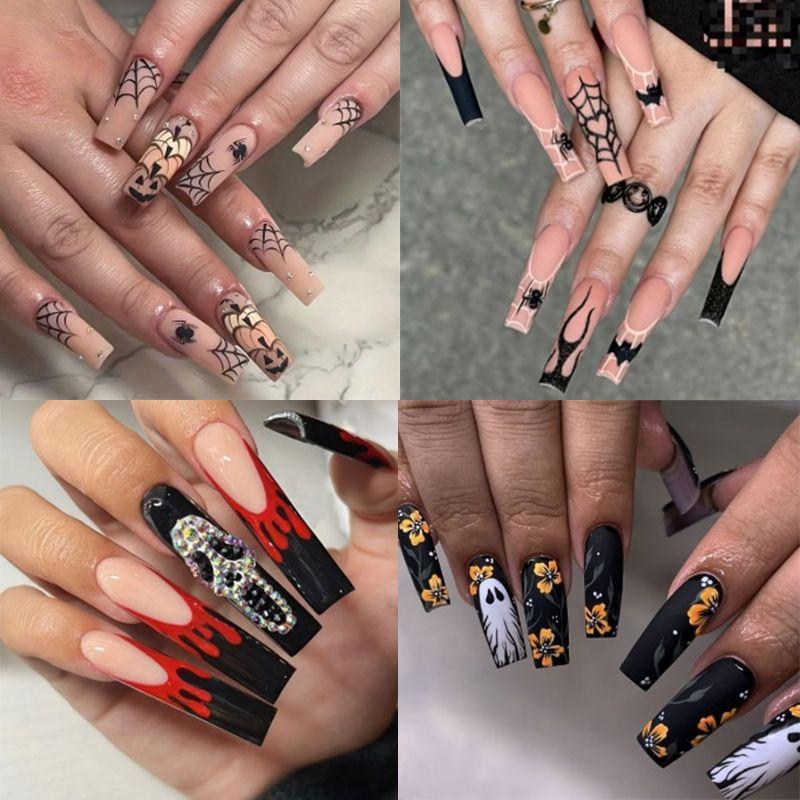 European And American Nail Art Dark Spice Girls Halloween Collection Bat Spider Skull Long Wear Armor
