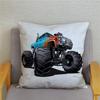 Cartoon Monster Truck Print Cushion Cover Pillow  45X45 Square   Sofa Home Decoration Throw