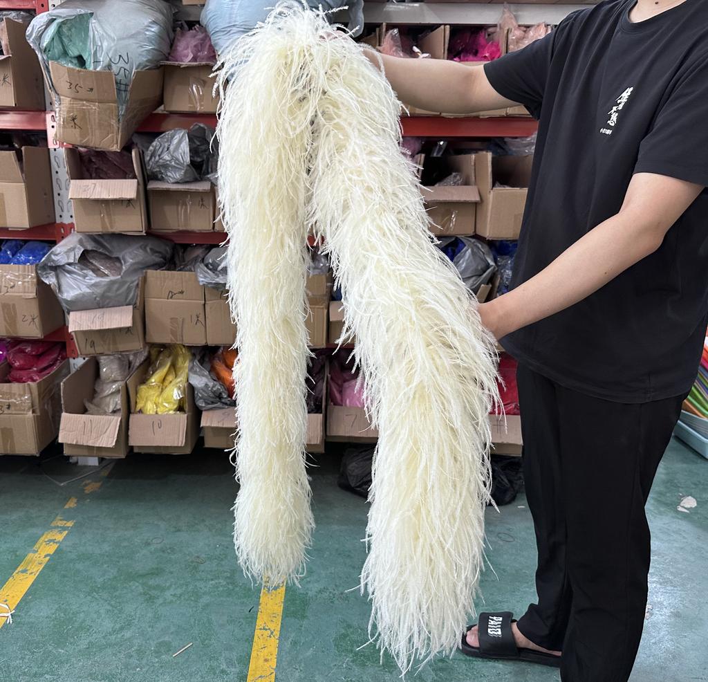 DIY 1/2/3/6/10 Ply Natural White Ostrich Feathers Boa Trim for Craft Wedding Party Festival Clothing Decoration Plumes Shawl 2M