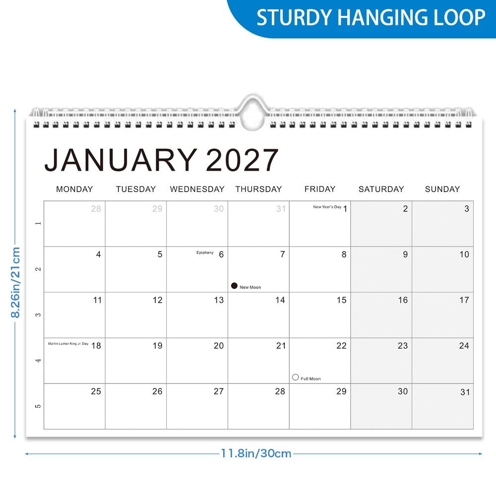July.2026 - Dec. 2027 English Calendar Thick Paper Monthly Planner Calendar Wall Calendar  Home