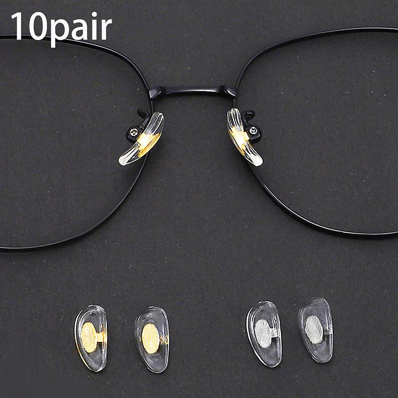 10Pairs Gold Silver Transparent Silicone Screw On Nose Pads Metal Core Brace For Glasses Support Eyewear Accessories