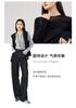 Lyocell soft wool round neck long sleeved T-shirt for women's front shoulder base