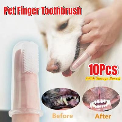Silicone Soft Pet Finger Cuff Toothbrushes Dog Brush Bad Breath Tartar Teeth Care Tool Cat Cleaning Scrub Silicagel Pet Supplies