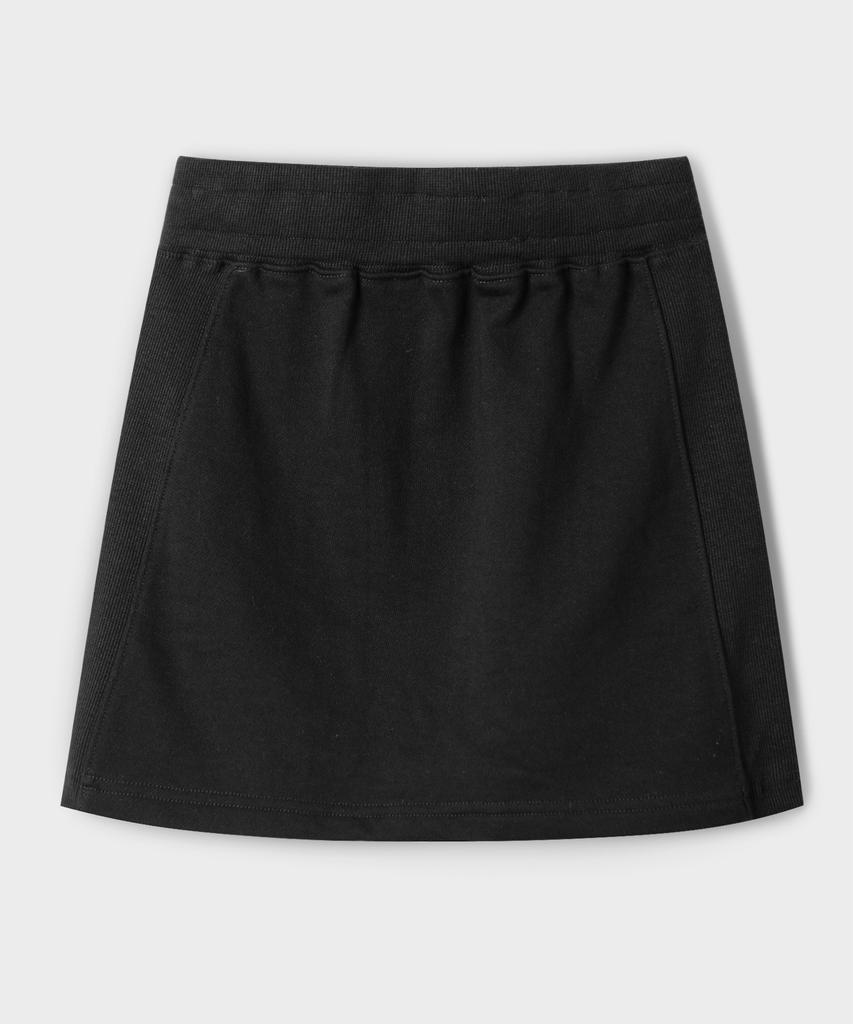 SOME PLACE Sweat Mini Cotton Color Block Basic Skirt Shorts [Black]