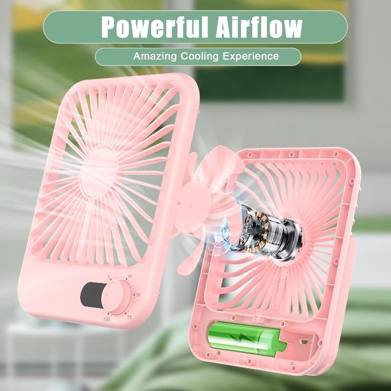 Portable Fan Rechargeable, Small Desk Fan Quiet, 180°Tilt Adjustable Personal Fan for Sleeping, Battery Operated, 100 Speeds, Table Fan for Bedroom
