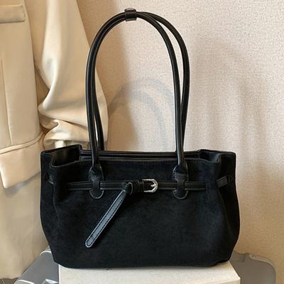 Retro High-value Underarm Bag Women's 2025 New Large-capacity Suede Tote Bag Simple Shoulder Commuter Bag