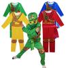 Kids Leg Ninja Cosplay Superhero Jumpsuit Kids Anime Ninja Costume Fancy Party Dress Carnival Halloween Costume with Toy Fork