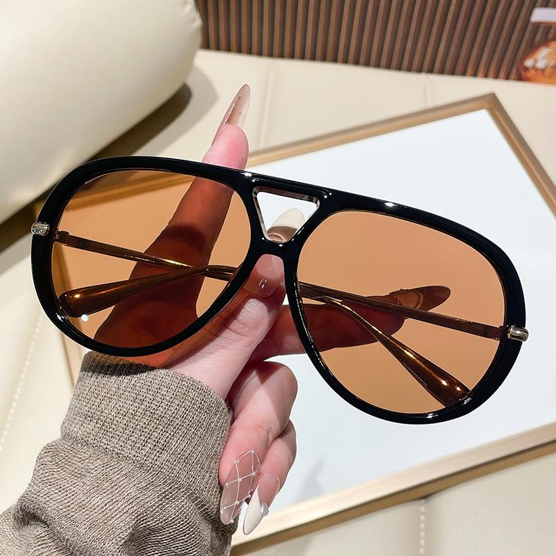 

Oversized Pilot Sunglasses 2025 New Vintage Double Bridge Sun Glasses Women Trendy Luxury Brand Design Outdoor Shades коричневый