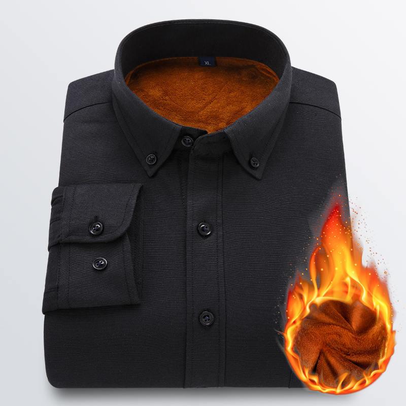 

Зимняя новая мужская флисовая утолщенная профессиональная теплая рубашка с длинным рукавом мужская деловая мужская рубашка 5XL чёрный