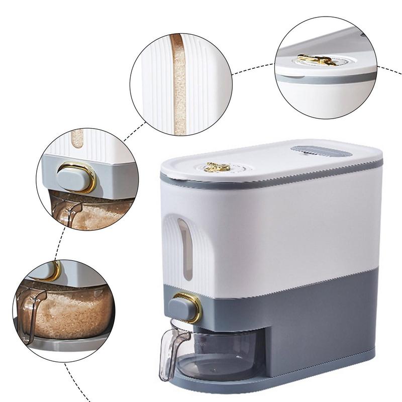 Rice Bucket Sealable Rice Dispenser Large Sealed Grain Container Cereal Organizer Household Cereal Dispenser Bucket With Time
