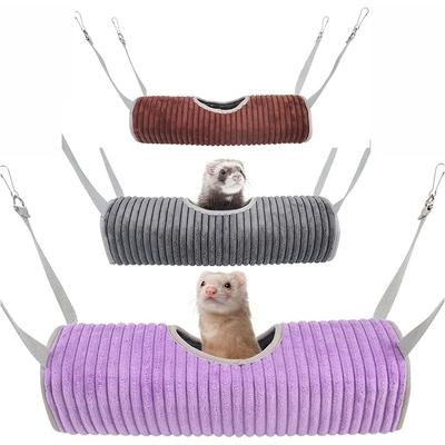 Hamster Tunnel Hammock - Fleece Cylinder Bed Tube For Small Animals, Sugar Gliders, Rats, Ferrets, Hanging Cage Accessory (36.5cm Long)