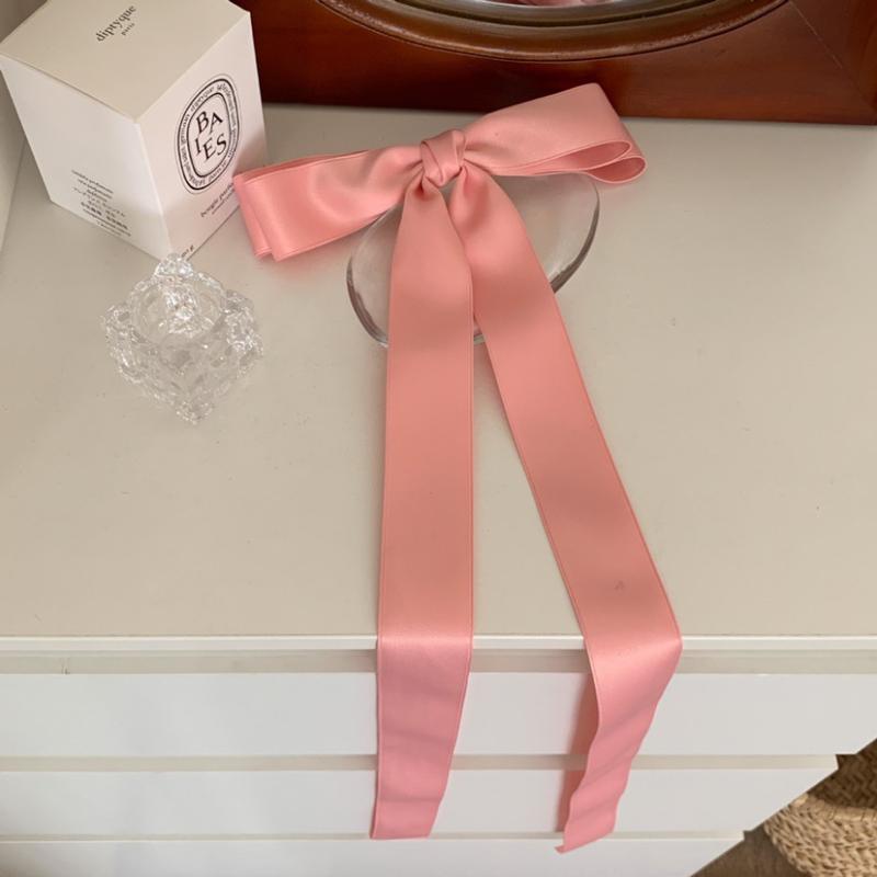 Elegant Bow Ribbon Hair Clip Fashion Simple Solid Satin Spring Clip Hairpin Retro Headband Girls Hair Accessories