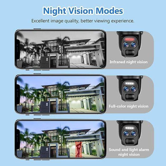 Caméra de sécurité - WiFi - 4K - Zoom 8X - Vision nocturne couleur - Panneau solaire