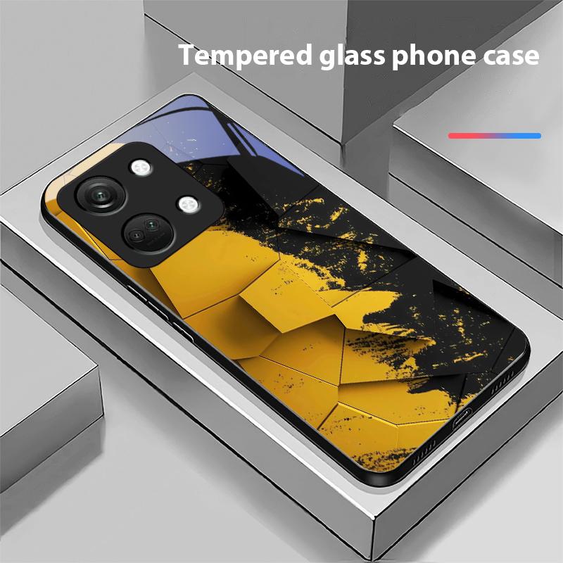 Geometrisches Muster für OnePlus Nord 3 5 6T 7 Pro 8 12 10T Reno8 Lite 5G 10R Nord N30 Hartschale Tempered Glass Handyhülle Schwarz