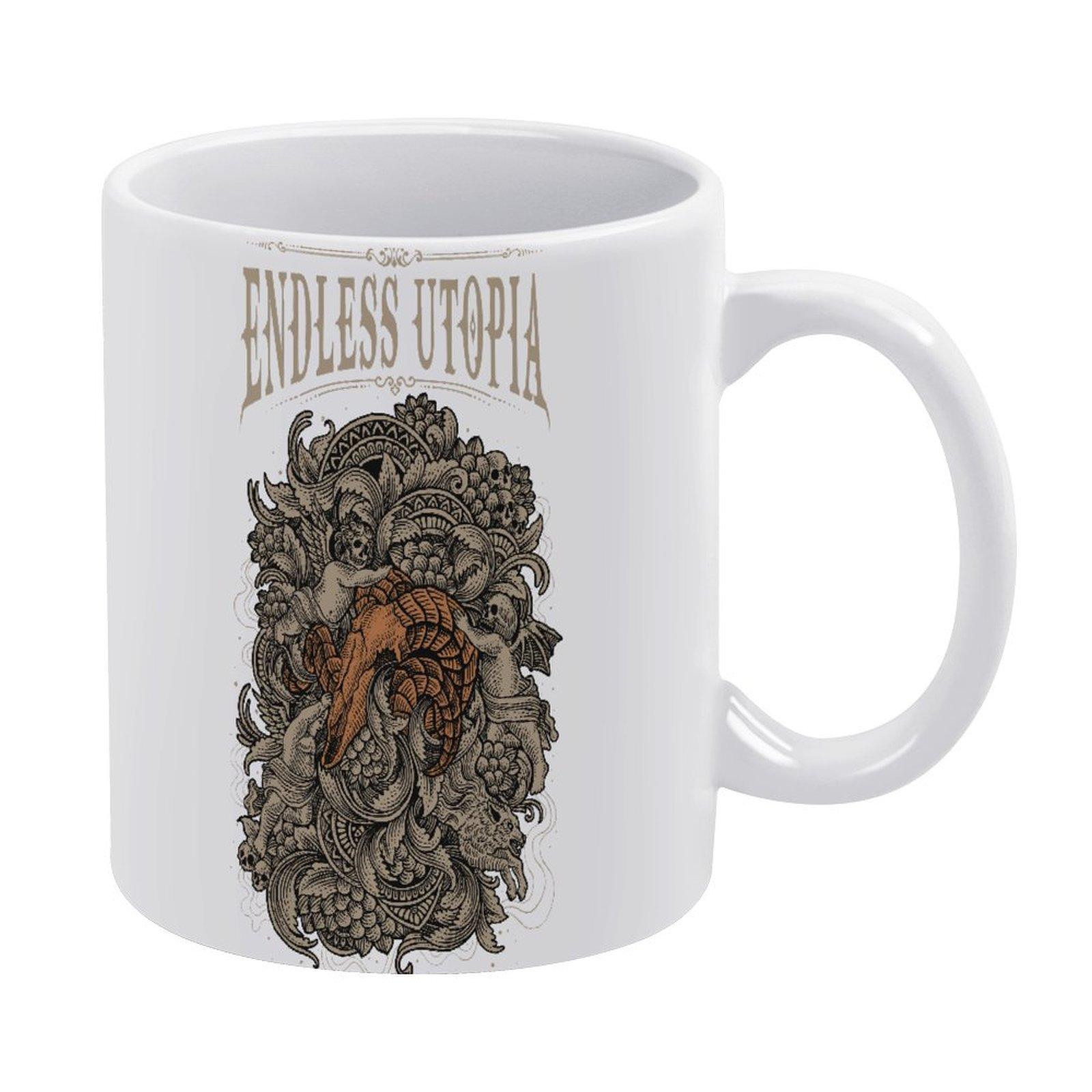 

11oz White Coffee Mug with Smooth Printed Surface on Both Sides, Durable Ceramic Feel for Office Desk and Home Drink Breaks белый