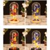 Colored  Roses  Ornaments 3 Flowers Glass-covered Gold-leaf Artifical Roses Luminous Led Night Light Creative Valentine Day Gifts