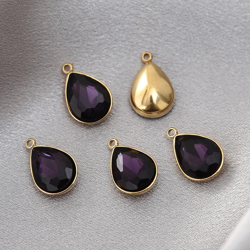 20pcs Stainless Steel Charm Crystals Water Drop Pendants For DIY Jewelry Earrings Making Findings 12 colors 11x18mm