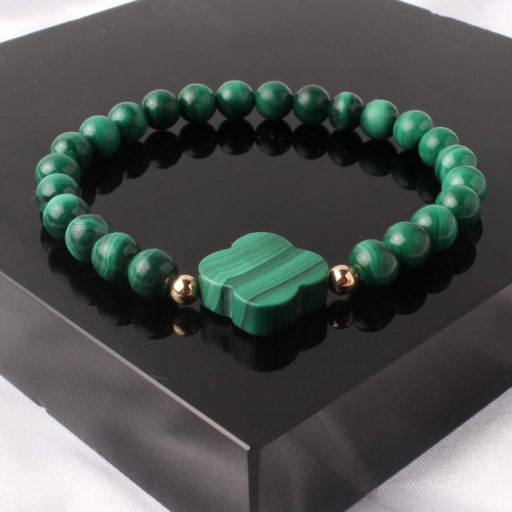 Bien Vetu Clover Malachite Gf Layered Bracelet