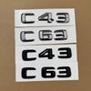 Mcnky6 1X New ABS C63 C43 Silver Glossy Black Plastic Car Trunk Rear Letters Badge Emblem Emblems Decal Sticker for MB C Class C43 S