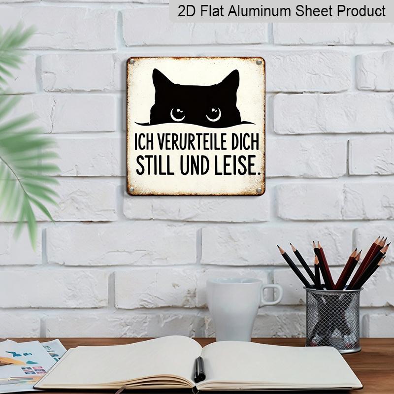 2D Flat, 1pc Vintage Aluminium Metal Sign, Outdoor Decorative Wall Sign, Retro Tin Sign Style, Funny Cat Theme, "I Judge You Quietly", Home Wall
