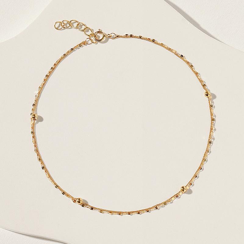Mcel 18K Chouette Golden Ball Double Chain Anklet