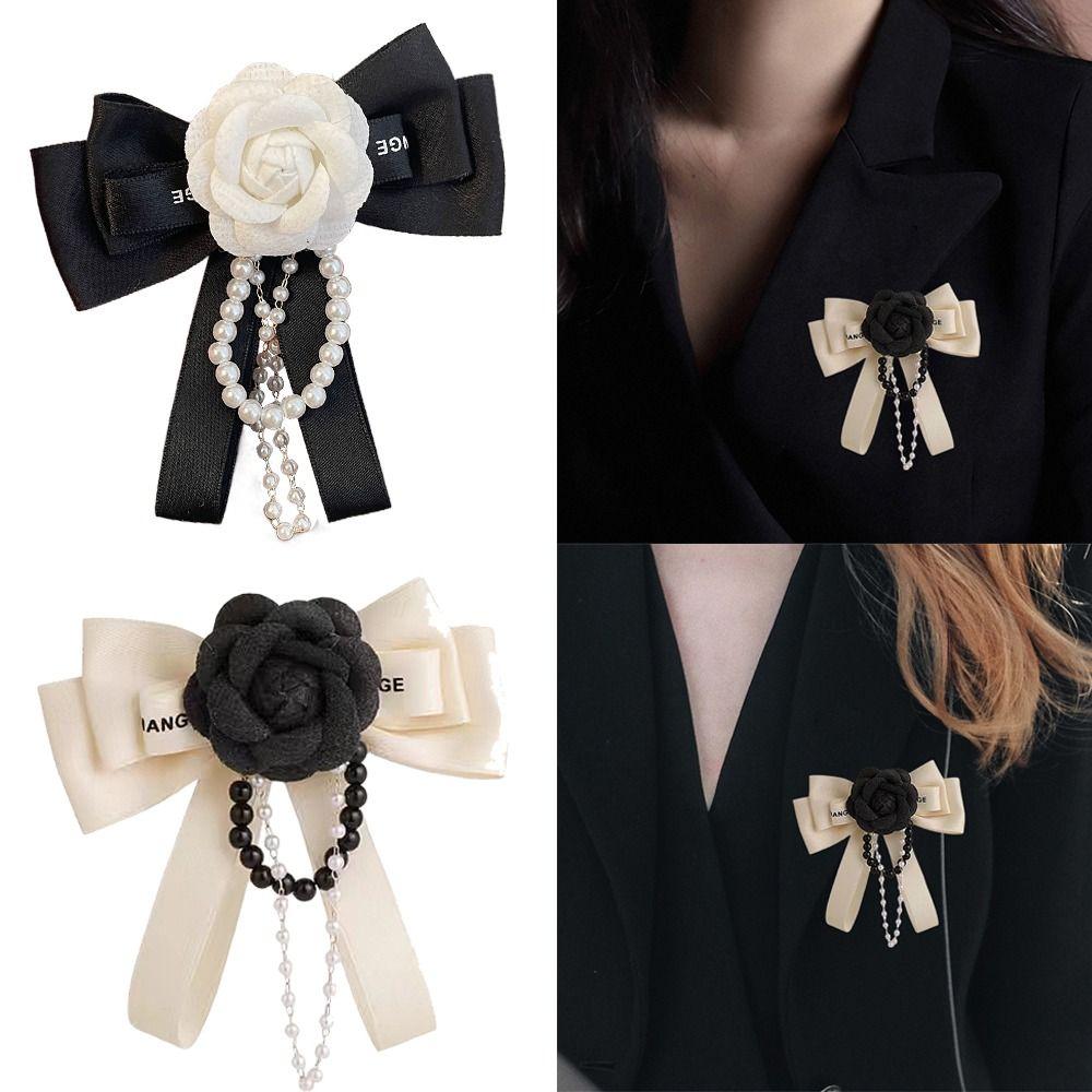 Scarf Decorative Camellia Brooch Bowknot Sweater Pin Luxury Flower Brooch  Clothes Accessories
