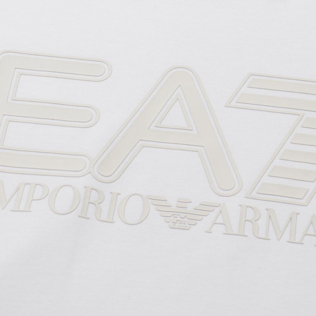 Emporio Armani T-shirt da uomo a maniche lunghe con scollo rotondo e stampa logo EA7 Top Bianco 6DPT64-PJVQZ-1100