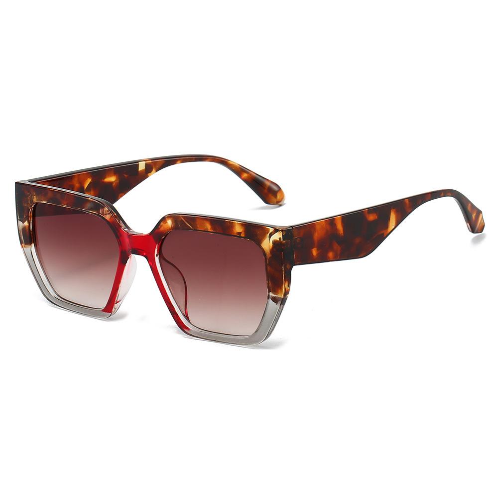 New Retro Square Leopard Gradient Women Sunglasses  Personality Contrast Thick Frame Design Fashion Trend Men Shades Uv400