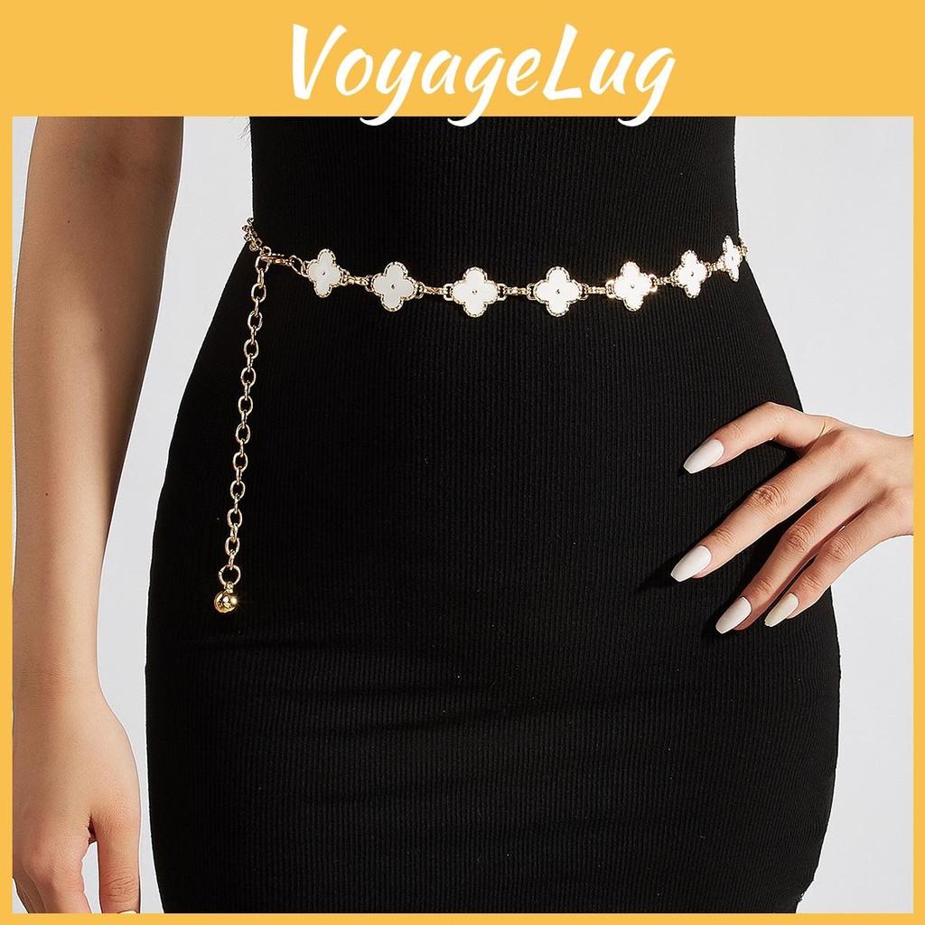 Waist Metal Fashion Chain With Four Leaf Clover Shape And Detailing For Daily