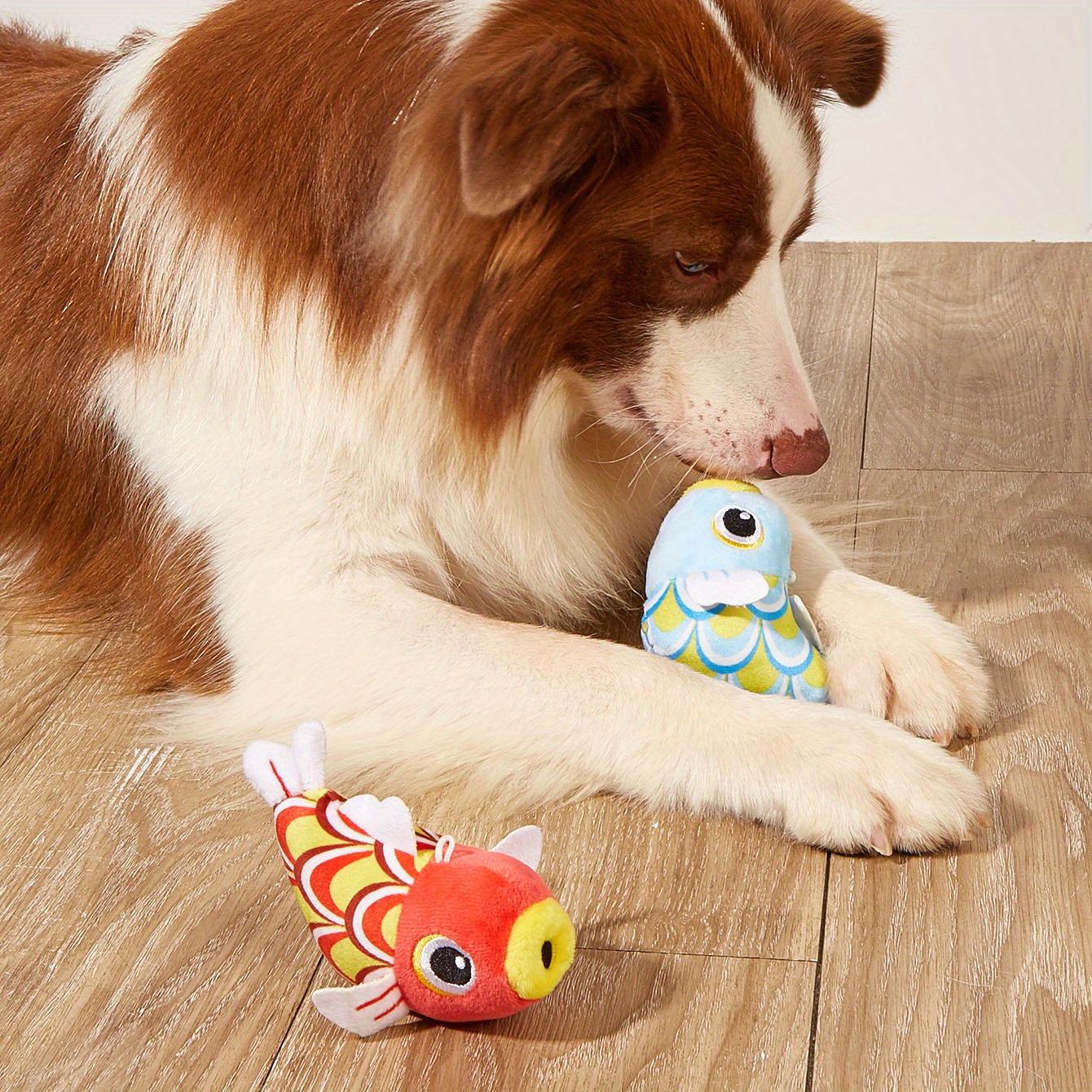 

1 шт. Прочная плюшевая игрушка для собак в виде рыбки кои - интерактивная игрушка для питомца, вызывающая скрежет зубов, со случайным цветовым дизайном