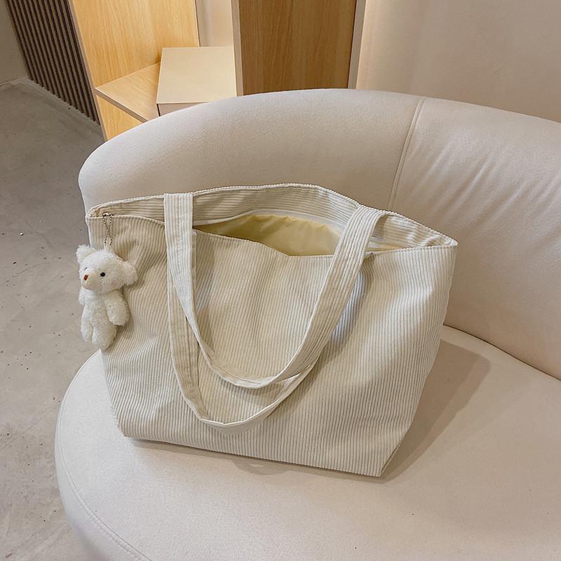 Canvas Tote Bag With Stitching For College Students Street Style Fashion