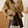 Korean Style Women's Double-Faced Wool Coat: 2024 Winter Loose Fit, Round Neck, Little Fragrant Style