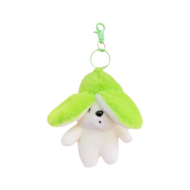 Cute Plush Dog Keychain Adorable Banana Dog Cartoon Backpack Pendant Gift In Green And Yellow