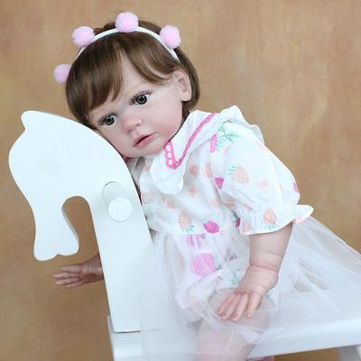 BZDOLL 60 CM Fertig 3D-Farbe Haut Weiche Silikon Reborn Baby Kleinkind Puppe Für Mädchen Tuch Körper Spielzeug Silikon Prinzessin Lebendig Bebe