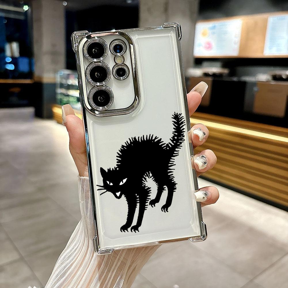 Terrifying Black Cat Knife Funda For Samsung S26 Ultra Phone Case For Galaxy S25 FE S26 S24 S23 S22 S21 Ultra S20 Plus 5G Cover