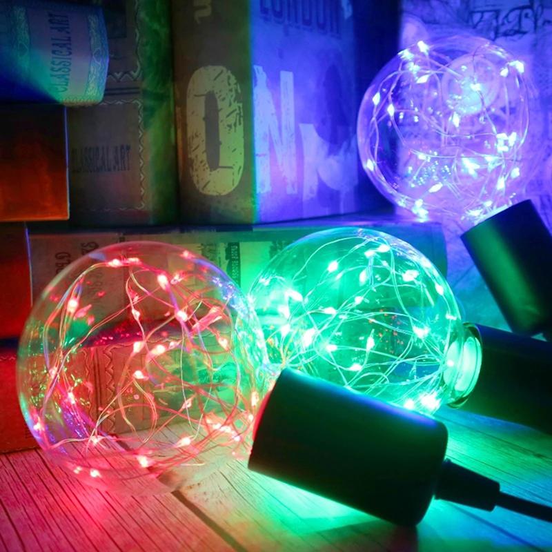 Bec LED Edison E27 220V Colorat RGB Iluminat Bec din sarma de cupru