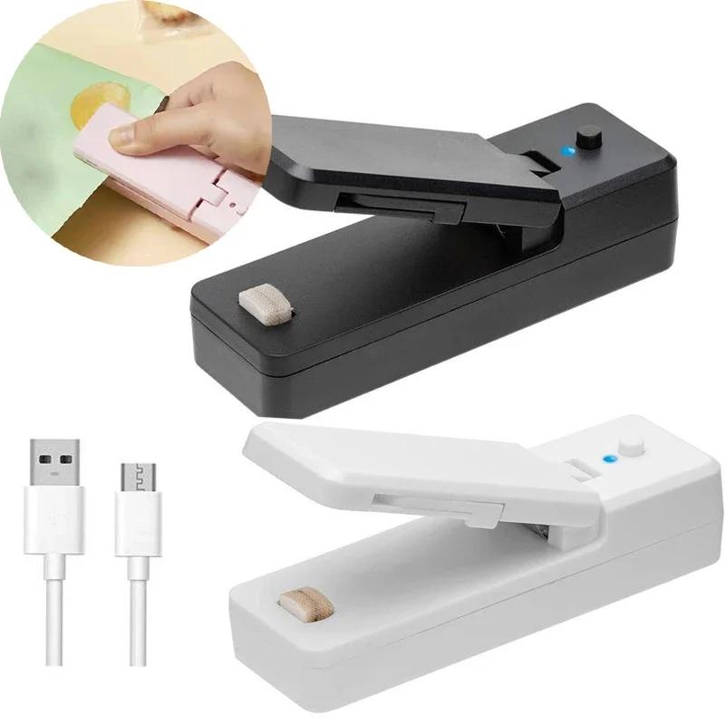 Heat Sealer USB Rechargtable Mini Sealing Machine Storage Bag Clip Mini Sealing Machine Sticker Seal for Food Snack Kitchen Gadg