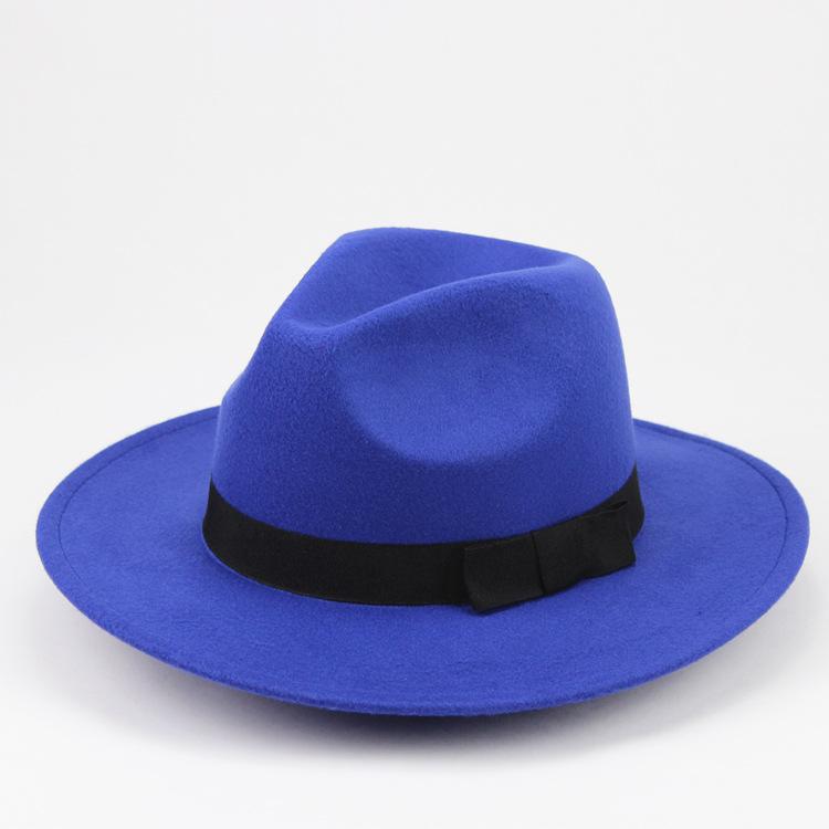 Street Shot Imitation Wool British Retro Jazz Hat Men'S And Women'S Big-Brimmed Top Hat Felt Hat Versatile Shade