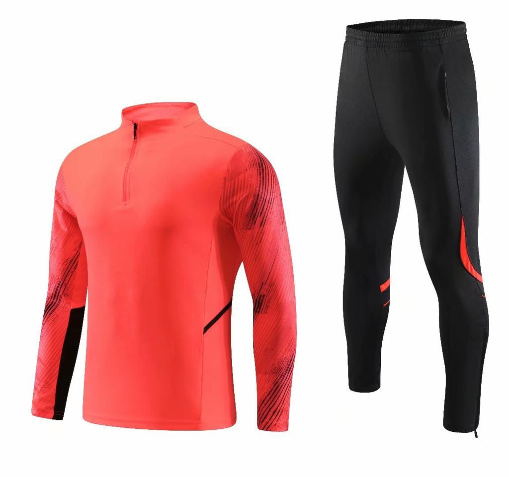 Long-sleeve football jersey sets, men's and women's autumn/winter half-pull sweatshirts, training team uniforms, children's competition uniforms, 