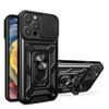 Shockproof Armor Case for iPhone 14 Pro Max Plus Windows Slide Camera Lens Protection Ring Stand Phone Cover for iPhone 14pro 14promax 14plus Cases