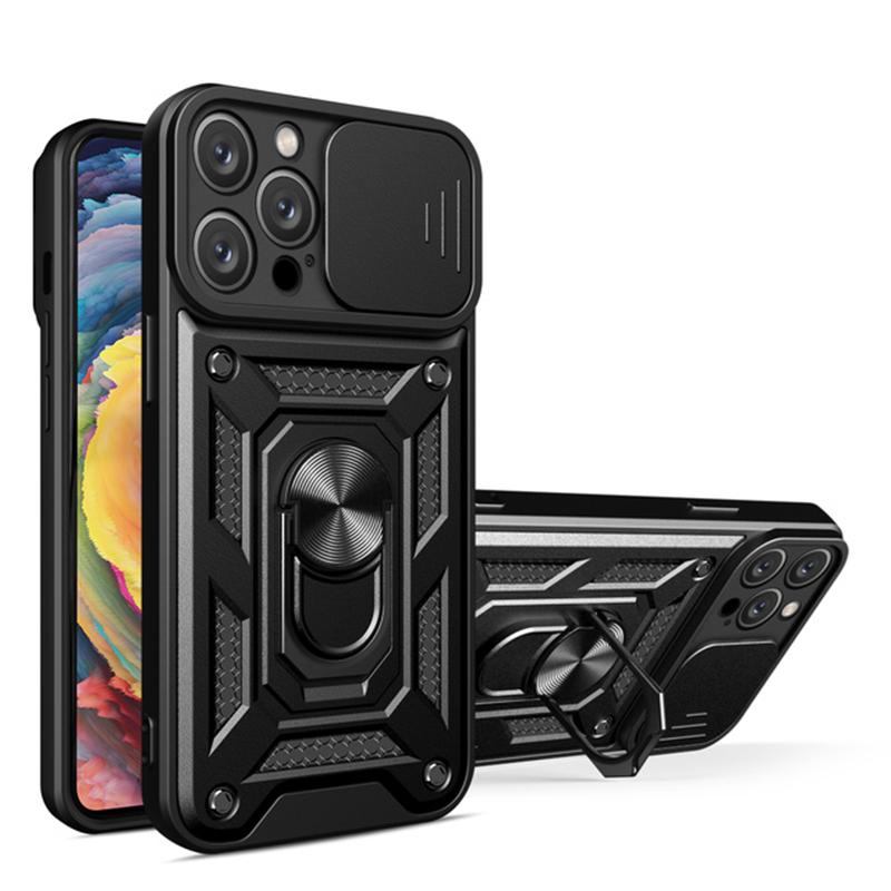 Shockproof Armor Case for iPhone 14 Pro Max Plus Windows Slide Camera Lens Protection Ring Stand Phone Cover for iPhone 14pro 14promax 14plus Cases
