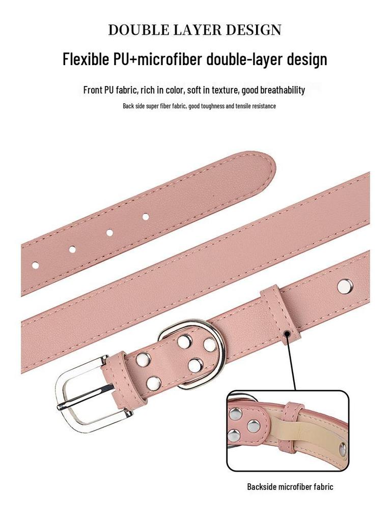 Adjustable Anti-Choke Solid Color PU Leather Pet Collar & Neckerchief for Dogs and Cats