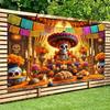 1 Day of the Dead Background Banner - Bright Sugar Skull Altar Design, Durable Polyester, Home Decoration