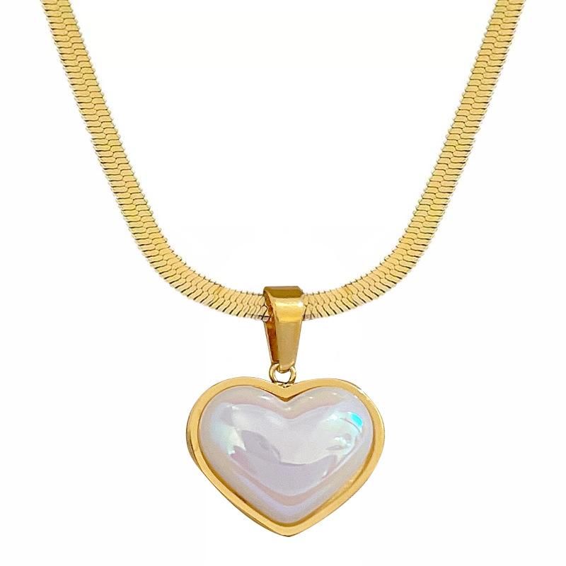 Titanium Steel Mermaid Ji Love Corrugated Furnace Real Gold Necklace Female Collarbone Chain With Jewelry