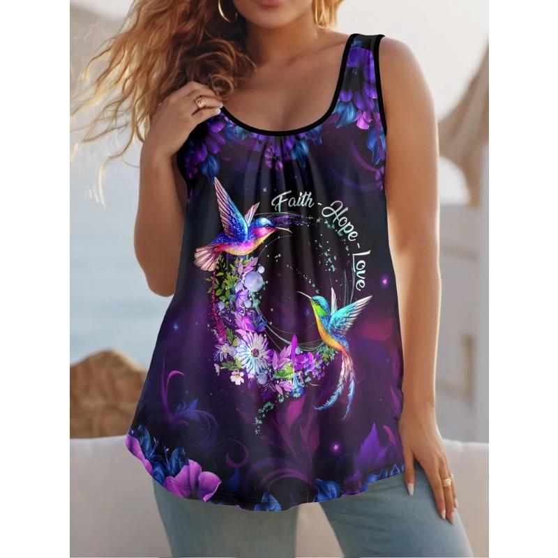 

Women s 3D printed O-Neck vest casual sports sleeveless T-shirt 6XL