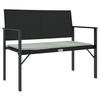 VidaXL Banc de jardin à 2 places avec coussin noir résine tressée, siège de jardin, banc de parc, banc de porche, banc 364119
