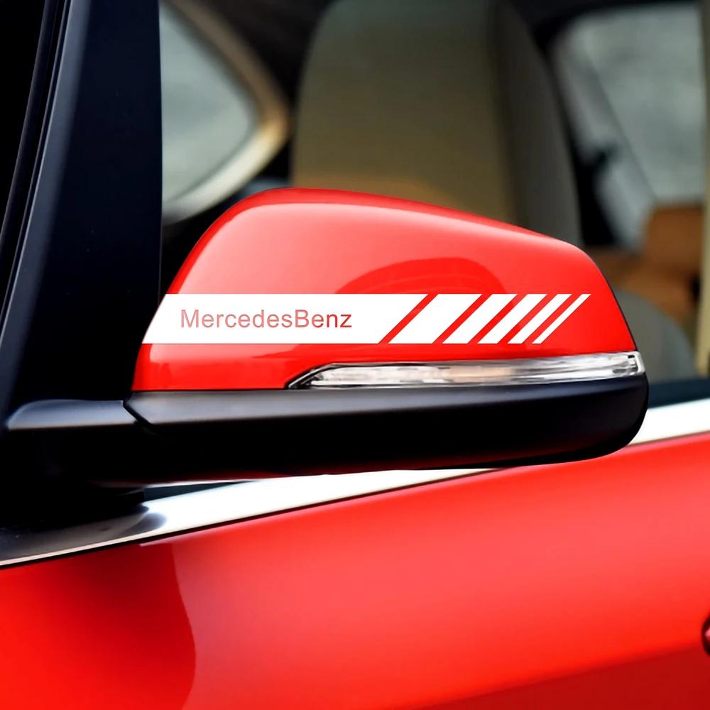 2PCS Car Badge Rearview Mirror Decor Sticker Vehicle Body Refit Decal for Mercedes Benz Amg W205 W211 W204 W212 W213 W203 W176