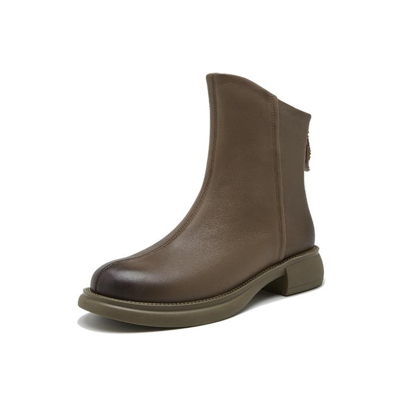 Autumn and winter new retro polished short boots women's handmade first-layer cowhide Martin boots comfortable and versatile women's shoes tide