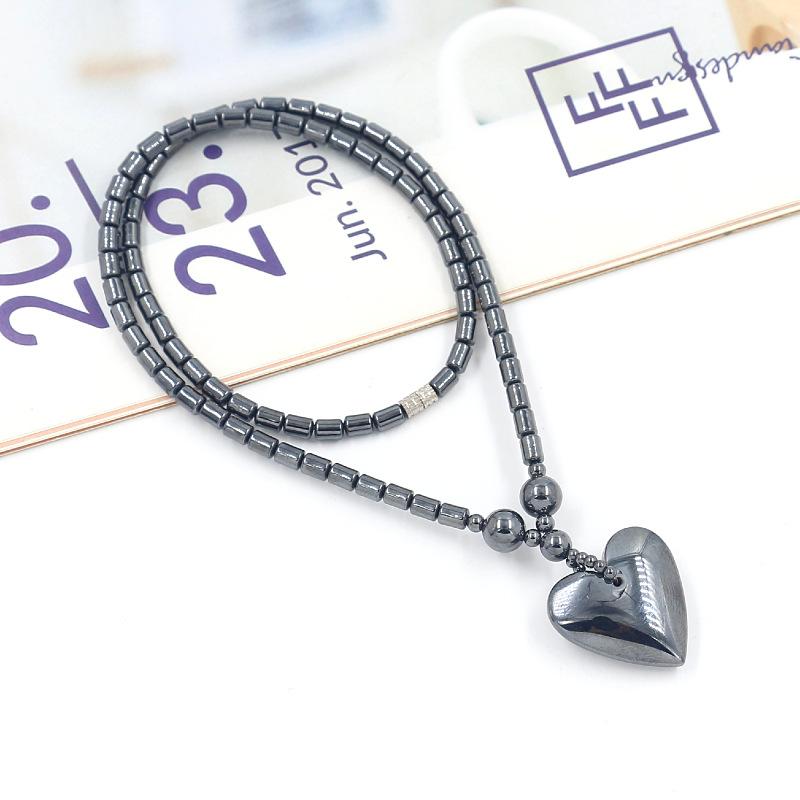 Collier Tendance pour Hommes et Femmes, Pendentif Rond, Collier de Perles de Calculs Biliaires Noirs